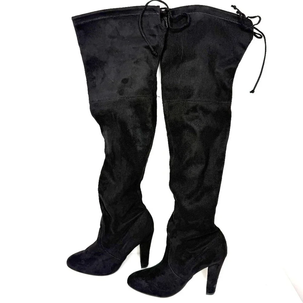 Steve Madden Gorgeous Suede Over The Knee High Heel Boots 9 Black
